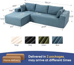 2025 New 108" Cloud Couch Sectional, Modular Sectional Sofa with L-Shaped Chaise, Deep Seat Sectional Modular Couch for Living Room, No Assembly Required (Blue, Left Facing Chaise)