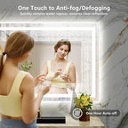 40x30 Inch LED Bathroom Mirror with Lights Front and Backlit Lighted Vanity Mirror for Bathroom Wall with 3 Colors Dimmable Anti-Fog Memory Shatter-Proof IP54 Waterproof Horizontal/Vertical