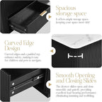 Fluted 6 Drawers Dresser with Charging Station, 55" Wide Modern Chest of Drawers with Faux Marble Top, Wooden Dresser TV Stand, Wood Drawer Organizer for Bedroom, Living Room, Hallway, Black