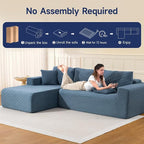 2025 New 108" Cloud Couch Sectional, Modular Sectional Sofa with L-Shaped Chaise, Deep Seat Sectional Modular Couch for Living Room, No Assembly Required (Gray, Left Facing Chaise)