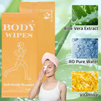 200 Pack Body Wipes Individually Wrapped, Shower Wipes For Adults, No Rinse Bath Wipe Bulk, Cleansing Wipe Travel Size for Travel, Gym, Camping, Outdoors Sports (Orange)