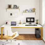 Tribesigns Modern 78.7 Inches Extra Long Computer Desk 2 Person Desk, Double Long Desk, Workstaion for Home Office, White+Gold