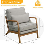 Mid-Century Accent Chair Set of 2,Linen Fabric Lounge Chair with Wide Armrest,Linen Fabric Armchair withLumbar Pillow & Solid Wood Frame for Living Room, Bedroom, Balcony(Light Gray)