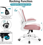 FelixKing Office Chair, Ergonomic Desk Chair Breathable Mesh Chairs Adjustable High Back Lumbar Support Flip-up Armrests, Executive Rolling Swivel Comfy Computer Chairs Home Office Rose Quartz