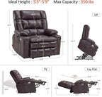 MCombo Dual Motor Power Lift Recliner Chair for Elderly, Lay Flat Lift Chair with Heat and Massage, Extra Wide Lift Recliner for Big People, Cup Holders, Faux Leather R7897 (Dark Brown, Medium-Wide)