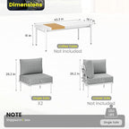 Sundale Outdoor 2 Pieces Patio Furniture Set, Metal Outdoor Sectional Sofa with 6 Inch Olefin Cushion, All-Weather Modern Outdoor Conversation Sets