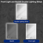 Awoco 48''x32'' LED Bathroom Mirror with Light, Lighted Vanity Mirror with Backlit and Front Light, Dimmable Anti-Fog Memory Function Lighted Mirror with 3 Colors for Bathroom Wall