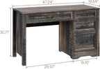 Vabches Farmhouse Executive Desk with Storage and Ample File Drawer, Rustic Large Home Writing Desk for Bedroom, Dark Oak