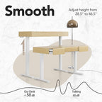 HUANUO Electric Standing Desk with 3 Drawers, 48 Inches Height Adjustable Stand Up Desk, Whole-Piece Board Computer Workstation with 4 Memory Height Settings, Light Walnut