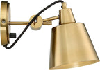 Possini Euro Design Capetown Modern Wall Light Sconces Set of 2 Warm Brass Hardwired 5 3/4" Fixture Swivel Head Up Down for Bedroom Bathroom Vanity Reading Living Room Hallway Dining House Home