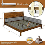 Acacia Serenity King Bed Frame and Headboard Solid Wood Platform Bed, King Size Bed Frame and Headboard, Scandinavian Wood Bed Compatible with All Mattress Types, Non-Slip and Noise-Free, Caramel