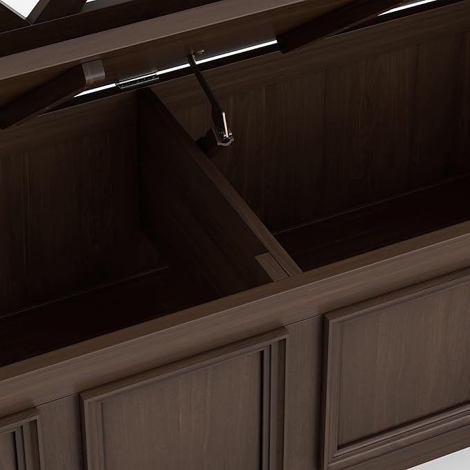 SIMPLIHOME Amherst Entryway Storage Bench - 48 inch Wide Solid Wood Hallway Seat in Natural Aged Brown, Transitional Bench for Entryway or Living Room with Lift-Up Lid and Spacious Storage