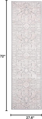 SAFAVIEH Reflection Collection Runner Rug - 2'3" x 6', Light Grey & Cream, Non-Shedding & Easy Cleaning, Ideal for Living Room, Bedroom (RFT665C)