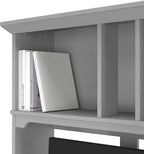 Bush Furniture Salinas Computer Desk with Hutch | Study Table with Drawers, Cabinets & Pullout Keyboard/Laptop Tray | Modern Home Office Desk in Cape Cod Gray | Work Desk with Storage