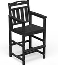 Outdoor Patio Bar Height Chair, All-Weather HDPE Tall Balcony Adirondack Stools for Bistro, Garden, Backyard, Deck | Matte Black