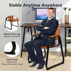 CLATINA Waiting Room Chairs with Padded Arms Leather Guest Chair no Wheels for Office Reception and Conference Desk with Sled Base Orange, 2PK