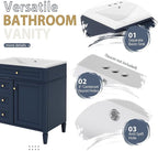 30" Bathroom Vanity with Matching Medicine Cabinet, Modern Sink Storage Cabinet with Drawers, Soft Closing Doors and Shelf, Bathroom Vanities with Sink & Mirror