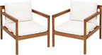 Christopher Knight Home Veera Set of 2 Acacia Wood Lounge Chair Outdoor with Rope Accent, Accent Chair with Water-Repellent Cushions, Comfy Chairs for Garden/Backyard, Patio Furniture, Teak + Cream