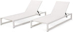 Christopher Knight Home Jerome Outdoor Aluminum Chaise Lounge with Mesh Seating (Set of 2), White