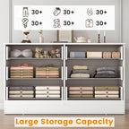 Bigbiglife Wood Dresser for Bedroom, 6 Drawer Double Dresser, Modern Chest of Drawers with Deep Drawers, Large Storage Organizer for Living Room, Closet (White)