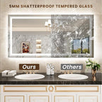 WTTY LED Bathroom Mirror 60"x36" with RGB Backlit and Front Light,Stepless Dimmable LED Mirror for Bathroom,Lighted Bathroom Vanity Mirror,Anti-Fog,Memory Function,Shatter-Proof,Wall Mounted