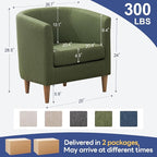 Accent Barrel Chairs Set of 2, Modern Comfy Living Room Chairs with Armrest Small Reading Chair with Cozy Soft Padded for Bedroom Reception Room Cafe, Green