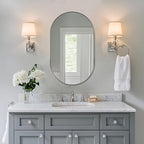 ANDY STAR Brushed Nickel Oval Bathroom Mirror, 20x33 inch Pill-Shaped Mirror for Wall HD Reflection Metal Frame Mirror for Bathroom Hang Vertical or Horizontal