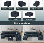 Legend Vansen Modular Sectional Sofa U Shaped Couch with Ottoman Modern Reversible Corner Sectional Couch for Living Room (Charcoal, U Shaped Sofa-5)