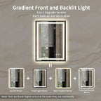 LED Bathroom Mirror, 24x32 Inch Black Framed Gradient Front and Backlit LED Mirror for Bathroom, 3 Colors Dimmable CRI>90, Enhanced Anti-Fog Wall Mounted Lighted Vanity Mirror