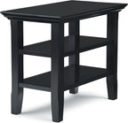 SIMPLIHOME Acadian 14-inch Wide Solid Wood Narrow End Table in Black, Transitional-Style Side Table for Living Room, Bedroom, or Family Room with 2 Open Shelves