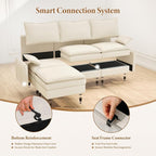 Vesgantti Large Modular Sectional Sofa, Big Comfy Cloud Couch with Ottoman Deep Seat Chenille Cloud Sofa, 8 Seater Large Sectional Couches for Living Room, Bedroom and Apartment, Beige