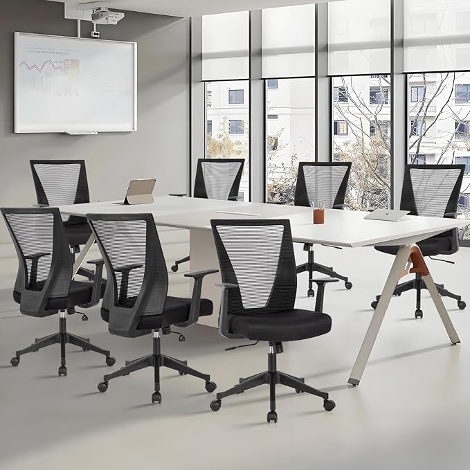 CLATINA Home Office Chair Ergonomic Desk Chair Mesh Computer Chairs with Armrests Executive Rolling Wheels Swivel Heavy Duty Chairs Office, Home, Black 8 Pack