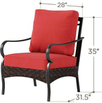 Sophia & William Extra Large Outdoor Patio Sofa Chairs Set 2 PCS Heavy-Duty Porch Furniture with High Back & Deep Seating Area, 5.5" Thicken Cushions for Deck, Lawn, Outside (Red)