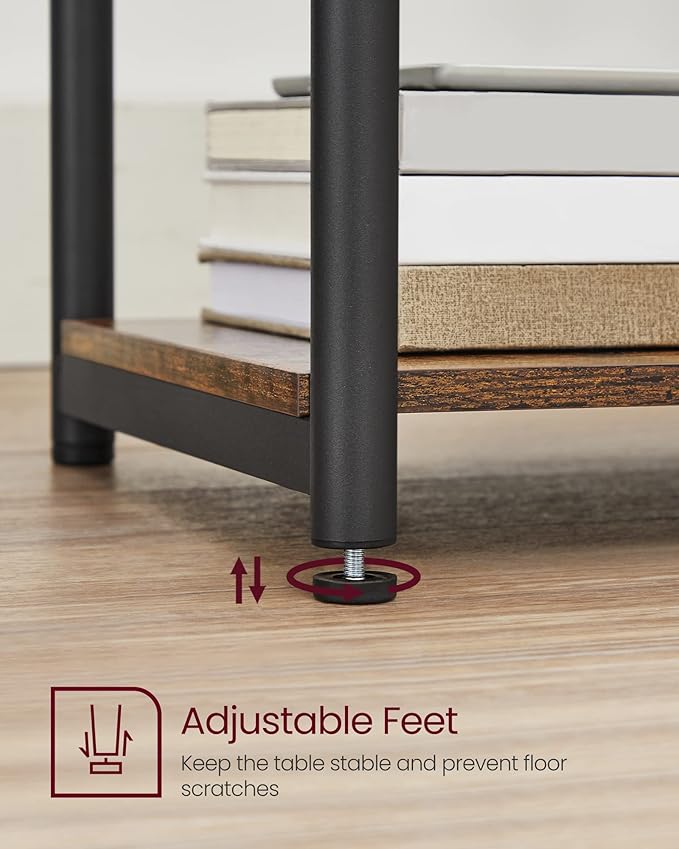 VASAGLE Side Table, Small End Table, Nightstand for Living Room, Bedroom, Office, Bathroom, Rustic Brown and Black ULET271B01