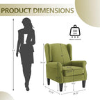 Accent Chair for Living Room, High Back Reading Armchairs with Removable Seat Cushion, Mid-Century Green Single Couch in Fabric, Modern Ergonomic Wingback Chair for Bedroom,Club, Balcony