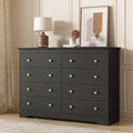 LYNSOM Modern 8 Drawer Dresser, 55.1" Wide Dressers & Chests of Drawers with Large Capacity Storage, Mid Century Black Dresser for Bedroom, Hallway, Black