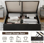Lift Up Storage Bed Frame, Full Size Wooden Platform Bed with Large Storage Underneath, No Box Spring Needed, Noise Free, Black