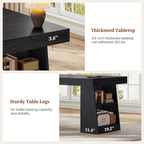 55.9 in Executive Desk with Power Outlets, Modern Home Office Desk with Storage Shelves, Wood Computer Desk Business Workstation Desk Conference Table, Black (Storage Shelves)