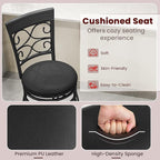 Giantex 30" Swivel Bar Stools Set of 4, Bar Height Bar Stools with Back, Upholstered PU Leather Seat, Footrest, Max Load 330Lbs, Vintage Metal Barstools for Kitchen Island, Dining Room, Pub, Black