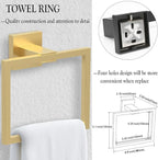 BOZWELL 4 Pieces Light Brushed Gold Stainless Steel Towel Bar Set, 23.6 inch Square Bathroom Hardware Accessories Set,Wall Mounted Towel Racks for Bathroom