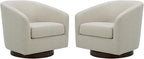 CHITA Swivel Accent Chair, FSC Certified Upholstered Fabric Barrel Chair for Living Room Set of 2, Fully Assembled, Linen