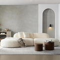 135.4" Oversized Curved Sofa Couch Modern 6-Seat Round Boucle Sectional Sofa Couch with Chaise & Pillows for Living Room Apartment Furniture,No Assembly Needed (Beige+Left-Facing)