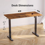 Claiks Electric Standing Desk, Adjustable Height Stand up Desk, 55x24 Inches Sit Stand Home Office Desk with Splice Board, Black Frame/Rustic Brown Top