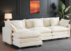 111.4" Cloud L Shaped Sectional Couch with Ottoman｜Modular Chenille Sofa with 29.1" Deep Seat｜FSC Solid Wood Frame｜Easy Assembly & 1YR Guarantee｜for Living Room Bedroom Apartment