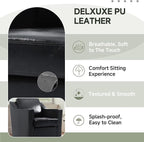 UIXE Swivel Accent Chair Set of 2, Faux Leather Upholstered Arm Chair for Living Room, Modern Club Armchair Comfy Single Sofa Bedroom Reading Seat with Lumbar Pillow - Black