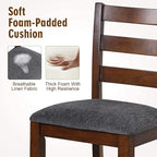 COSTWAY Set of 4 Counter Height Bar Stool, 25.5-Inch Upholstered Bar Stools with Solid Rubber Wood Frame, Foam-Padded Cushion, Footrest, Kitchen Chair for Bistro, Living Room, Grey and Brown