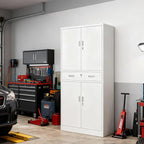 BESFUR Metal Cabinet, Garage Storage Cabinet with Drawer and Adjustable Shelves for Garage, Office, School - White