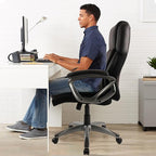 CLATINA Big and Tall Executive Office Chair, Extra Wide Seat, 500 LBS Capacity Heavy Duty Ergonomic Cloth Desk Chair with Wheels and Padded Armrests, High Back Fabric Computer Task Chair, Black