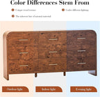 Curved 9-Drawer Dresser for Bedroom, 63" Wide Modern Chest of Drawers, Vanity Desk TV Stand for Living Room, Closet Storage Drawers Organizer Furniture, Nursery, Hallway, Dark Burl
