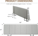 Queen Size Headboard Only-No Assembly, Upholstered Headboard Queen Size Linen Fabric Modern Style Headboards for Adjustable Bed Extra-Thick, Light Gray